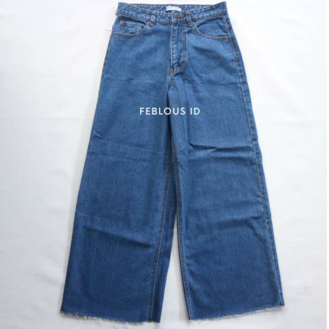 Raw Unfinish Cullote Jeans Highwaist Bio Blue