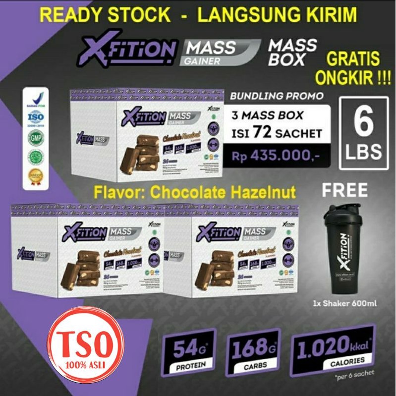 XFition Mass Gainer 6 Lbs 72 sachet HALAL BPOM Xfition Gainer 6Lb Xfition Mass 6Lbs Susu Fitness XFi