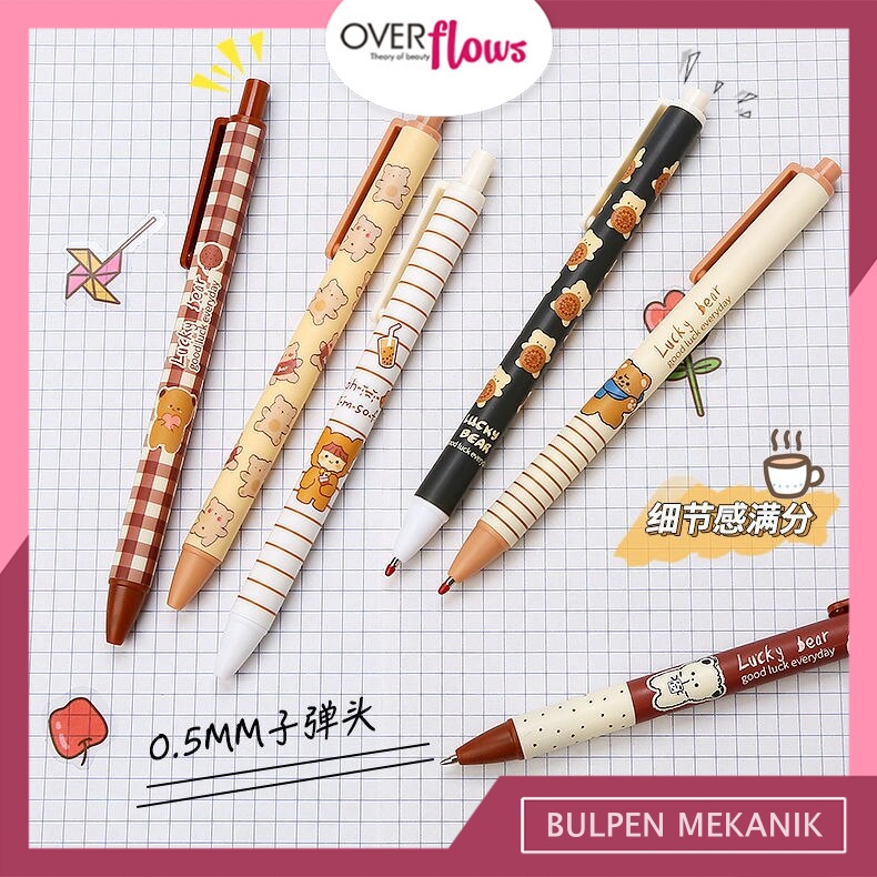 OVERFLOWS.ID Pulpen Mekanik Beruang Bear Bolpoin Lucu Murah Import Pen Karakter