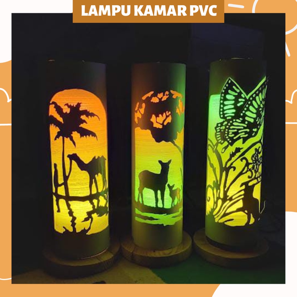Lampu Hias Custom Pajangan Kamar Estetik Ukir Paralon Untuk Dekorasi Ruangan