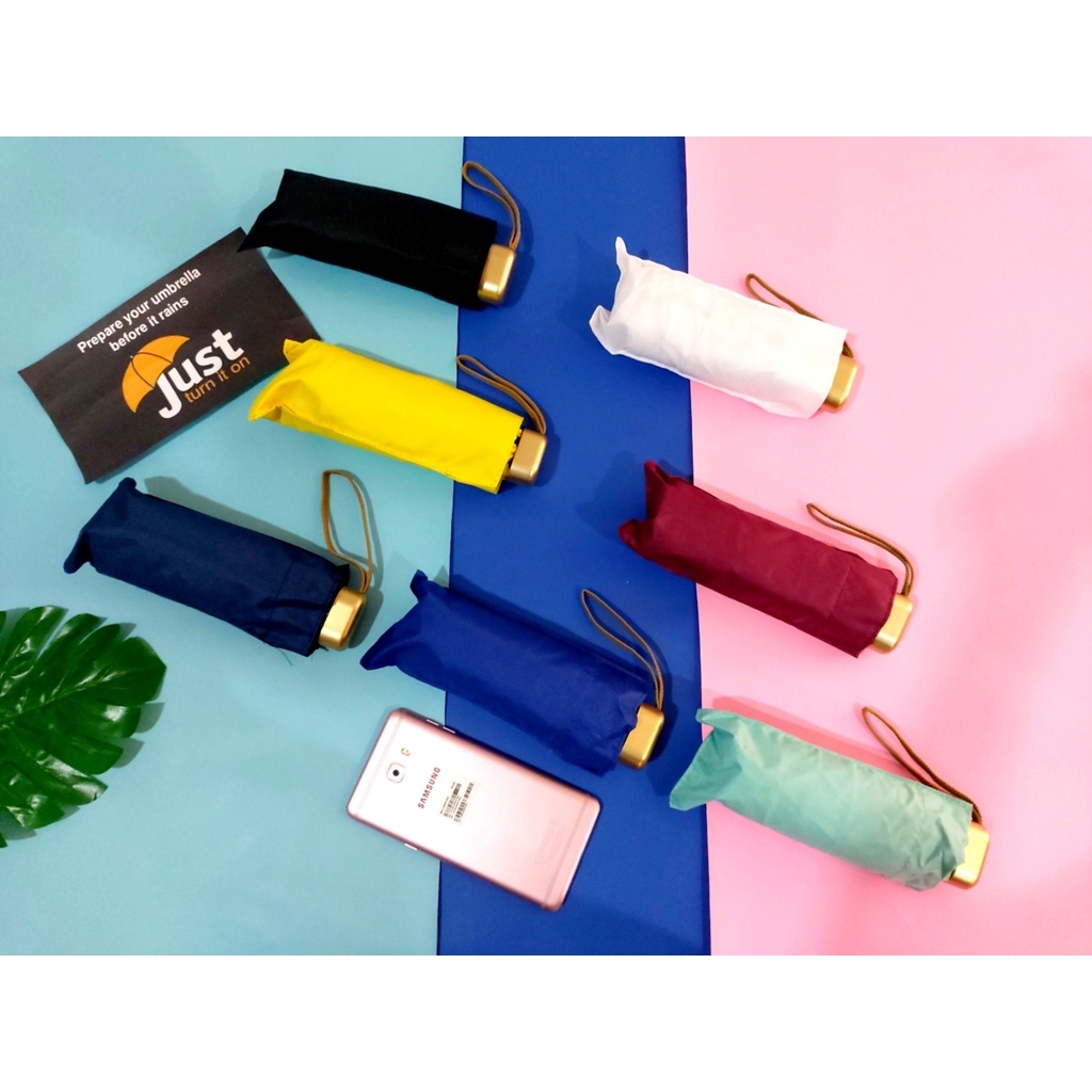 (518)PAYUNG LIPAT 5 Polos ANTI UV PREMIUM UMBRELLA + SARUNG DAN TALI