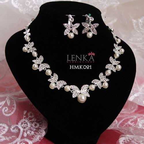 Aksesoris Royal Wedding Modern Paket Crown Kalung Anting Pengantin Lenka - HMK021