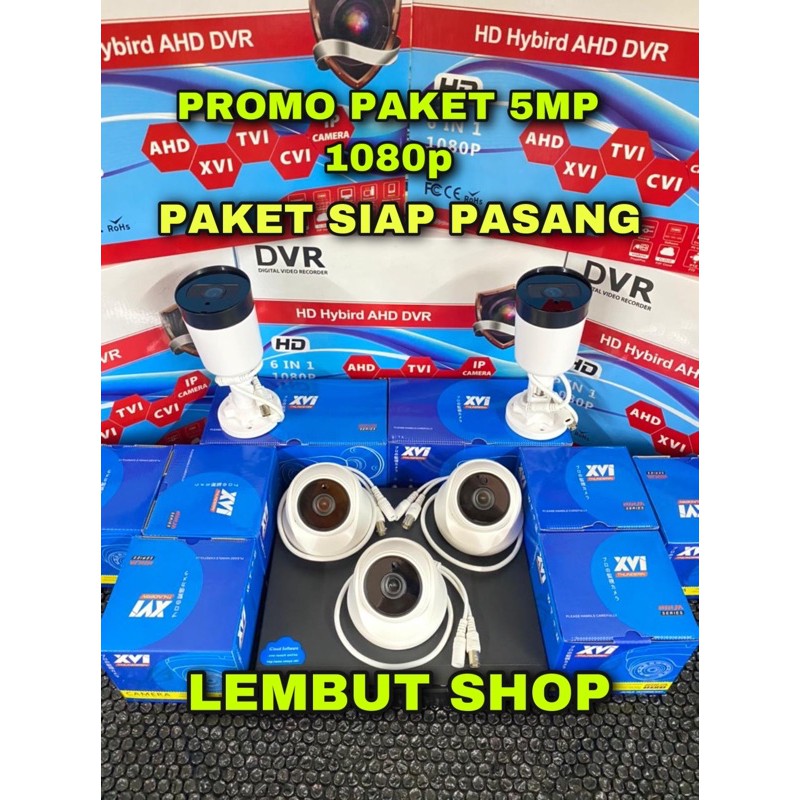 PAKET CCTV ONLINE 1080P 5MP 5 KAMERA CCTV DVR 4 CH 4 CHANNEL CAMERA 5 MP HDD HARDISK 500 GB