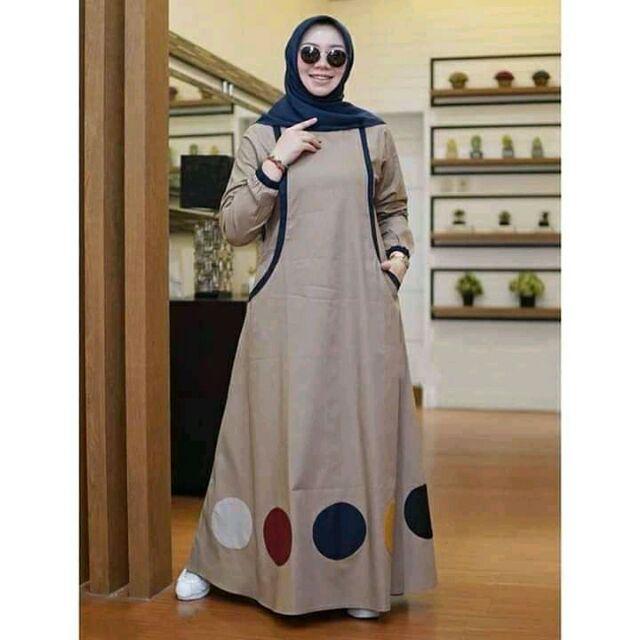 Gamis Syar'i, Gamis 2022, Gamis Murah, Gamis Modern, Gamis Syar'i Modern, Gamis Terbaru, Gamis Ninos, Gamis Sherly Size S M L XL XXL XXXL Jumbo, Khalisa Collection-Latte