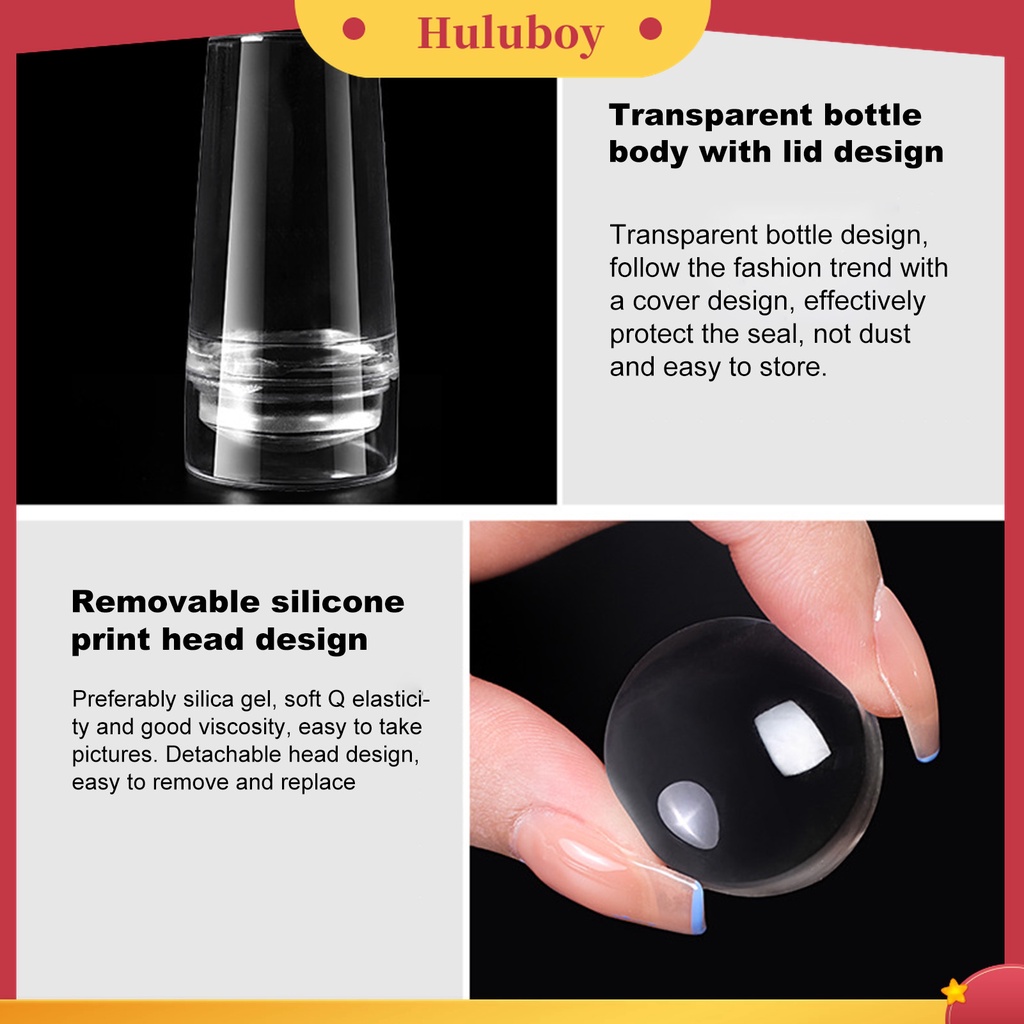 Huluboy Huluboy♡ Stempel Kuku Kepala Ganda Dengan Scraper Bahan Silikon Untuk Manicure