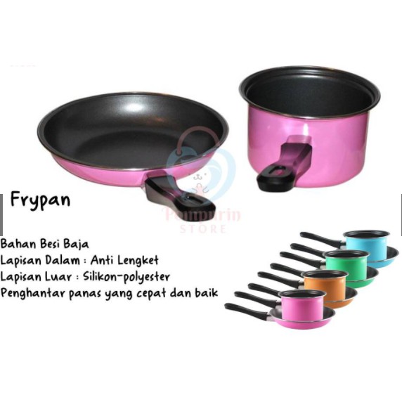 Panci Teflon Set 2 Fry Pan Dan Panci Susu Teflon 2 Pcs Green Fry Pan Gagang Set