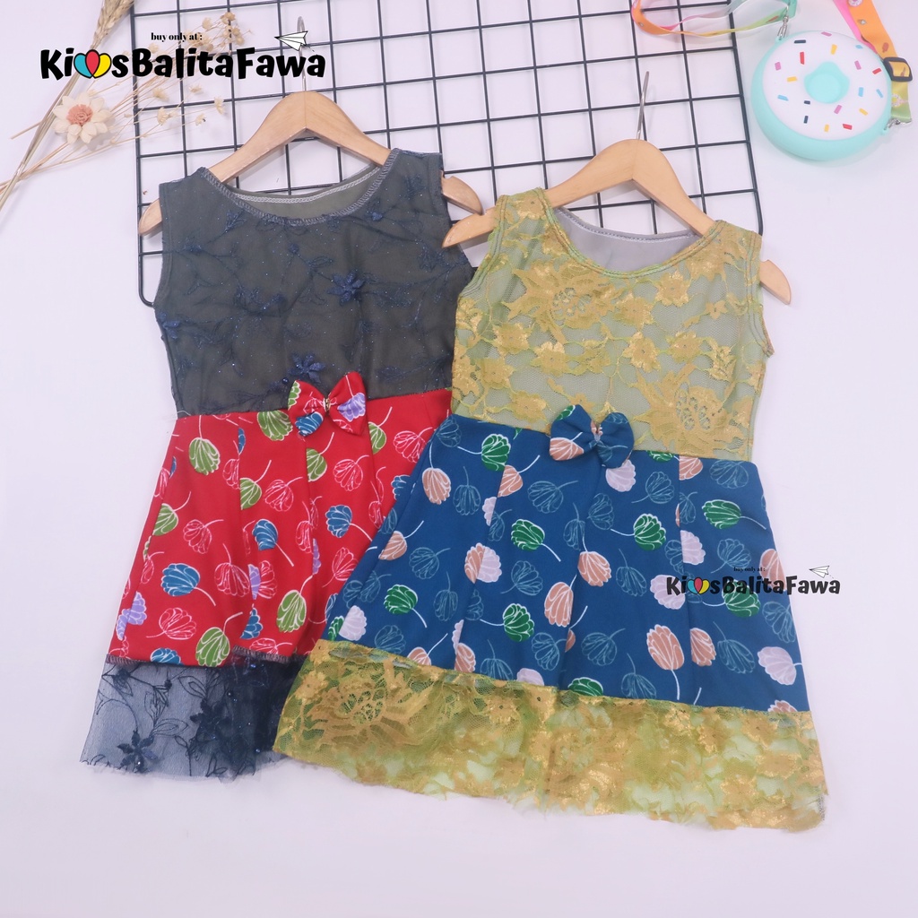 Dress Zulfa uk 1-2 Tahun / Dres Brokat Anak Perempuan Pakaian Cewek Import Baju Brukat Balita