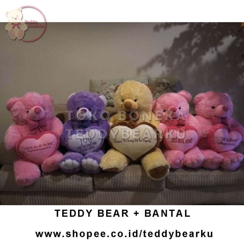 TEDDY BEAR JUMBO 1 METER WARNA PINK + BANTAL KHAS BANDUNG