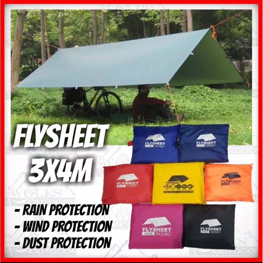 [ COD ] Flysheet 3×4 buscraft flyshet 3x4 bivak set 4x3 flesit penutup tenda Fly sheet fleysit tutup atap tenda / fly sheet 3x4 waterproof / plesit tenda 3x4