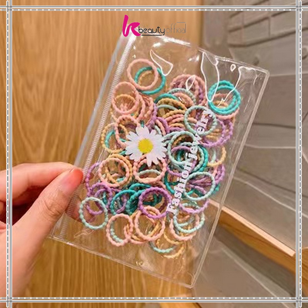 KB-C329 (100 PCS) Karet Ikat Rambut Spiral Gaya Korea / Kuncir Rambut Fashion / Kunciran Rambut Wanita FREE POUCH-SPIRAL-MORANDI