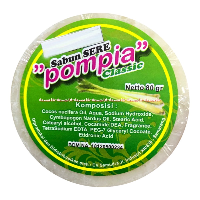 Pompia Classic 80gr Sabun Aroma Wangi Sere Serai Sereh Sabun Batang Lemongrass Soap Bulat Pomppia