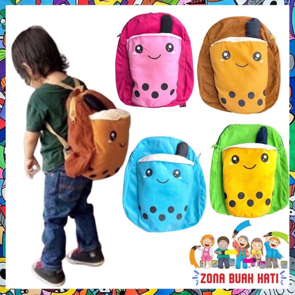 ZBH Tas Ransel Boba Bubble Drink Viral High Quality Tas Anak Terbaru Usia 3-6 Tahun Tas Ransel Boneka Boba Tas Ransel Anak Boneka Lucu Imut