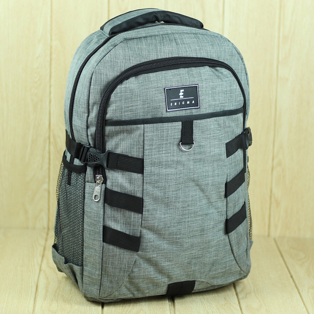 Ransel Kerja Punggung Sekolah Enigma Bisban Abu Bahan Dolby Tebal Nyaman Di Punggung Tas Pria Polos Multifungsi Kerja Dinas