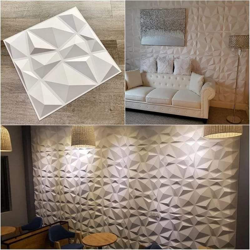 Termurah - Wall Panel 3D Bahan PVC Warna Putih Mengkilap