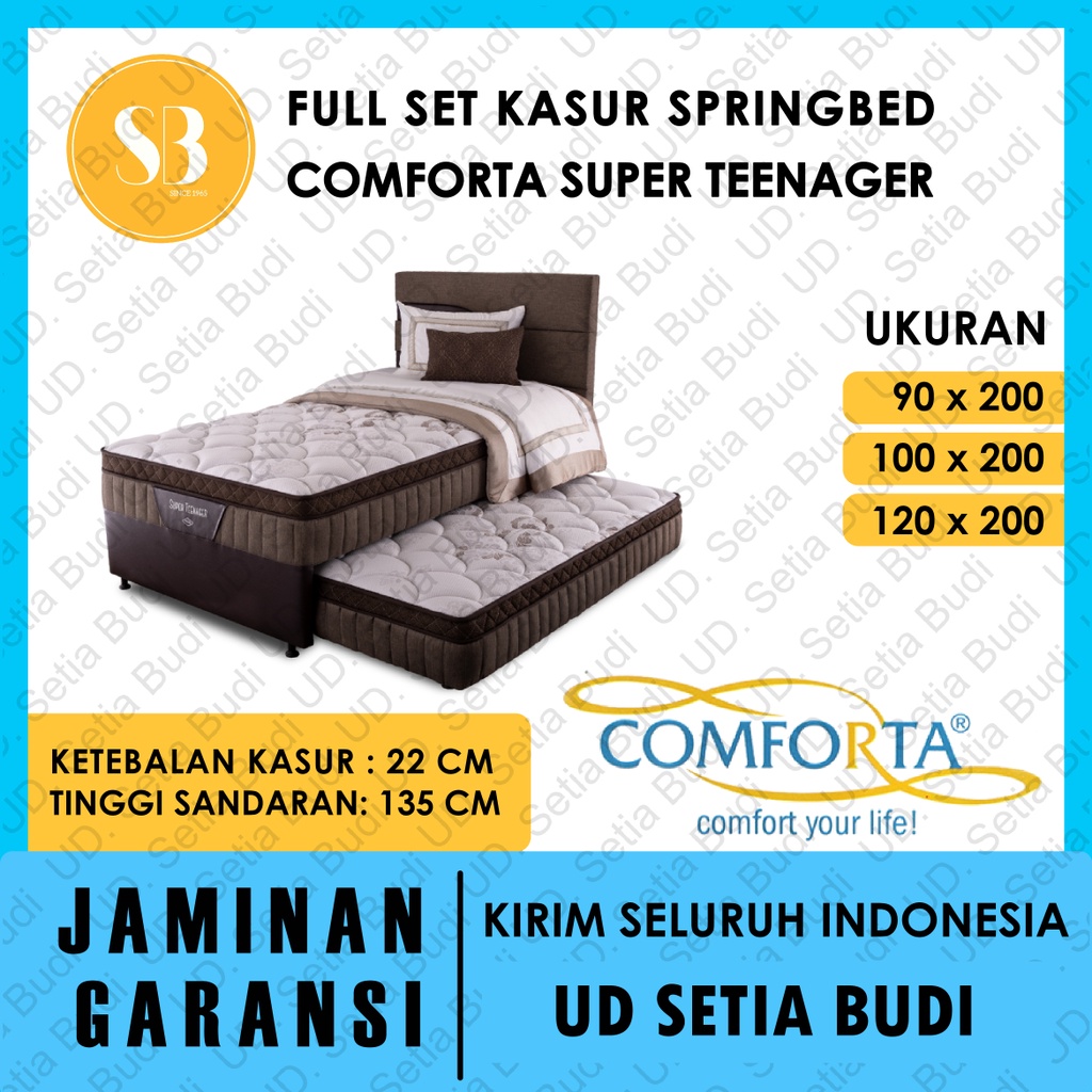 Full Set Kasur Comforta Springbed Super Teenager 120x200 100x200 90x200