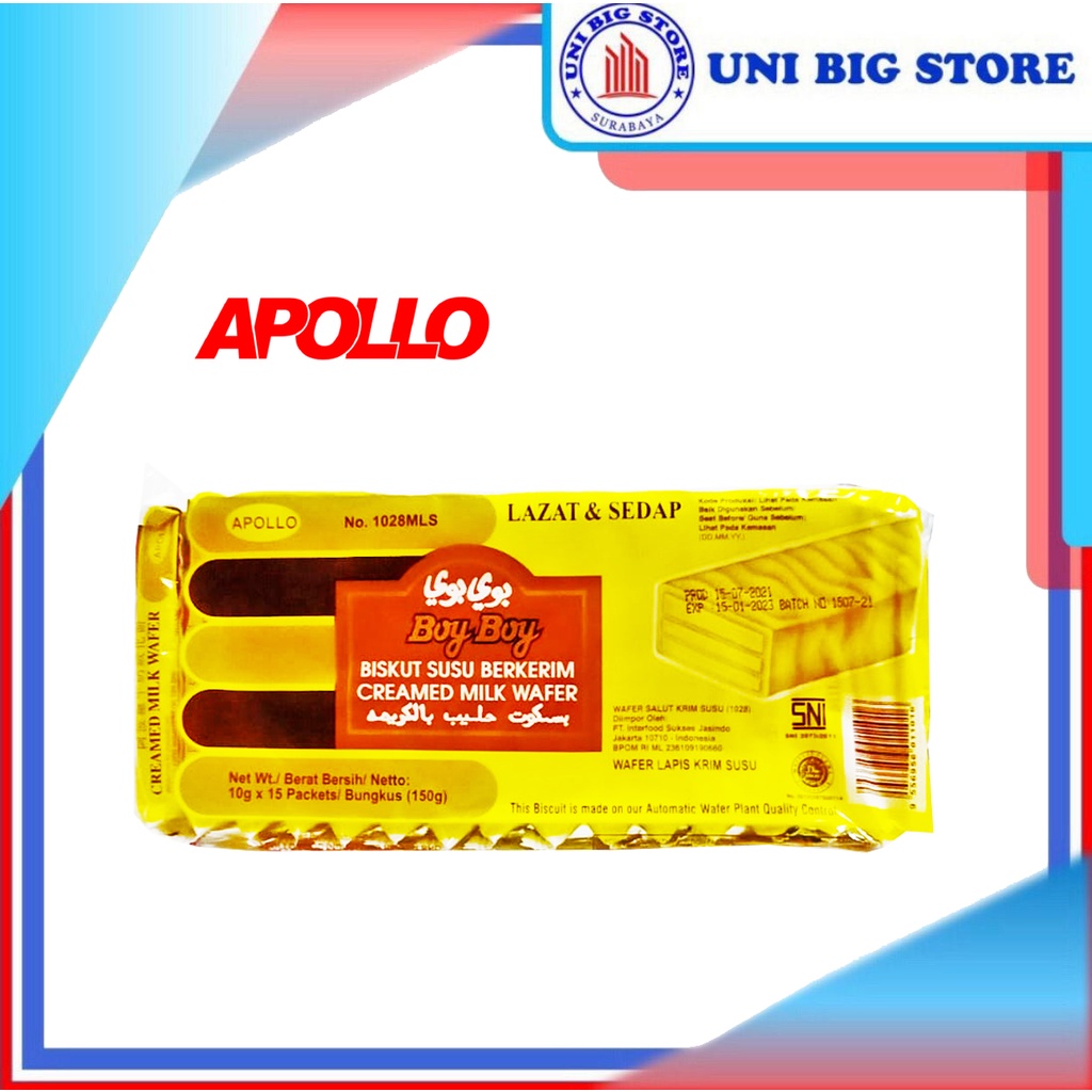 

Apollo Boy Boy Wafer Biskuit Lapis Krim Susu 150 gr Milk Biscuit