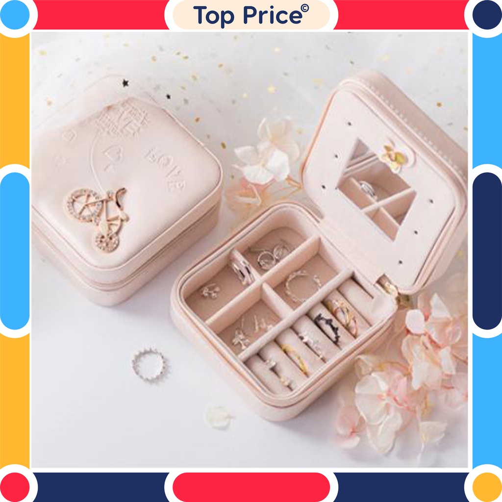 Topprice  Kotak Tempat Perhiasan Travel Jewelry Box Penyimpanan Anting Kalung Gelang Cincin Emas Portable U89