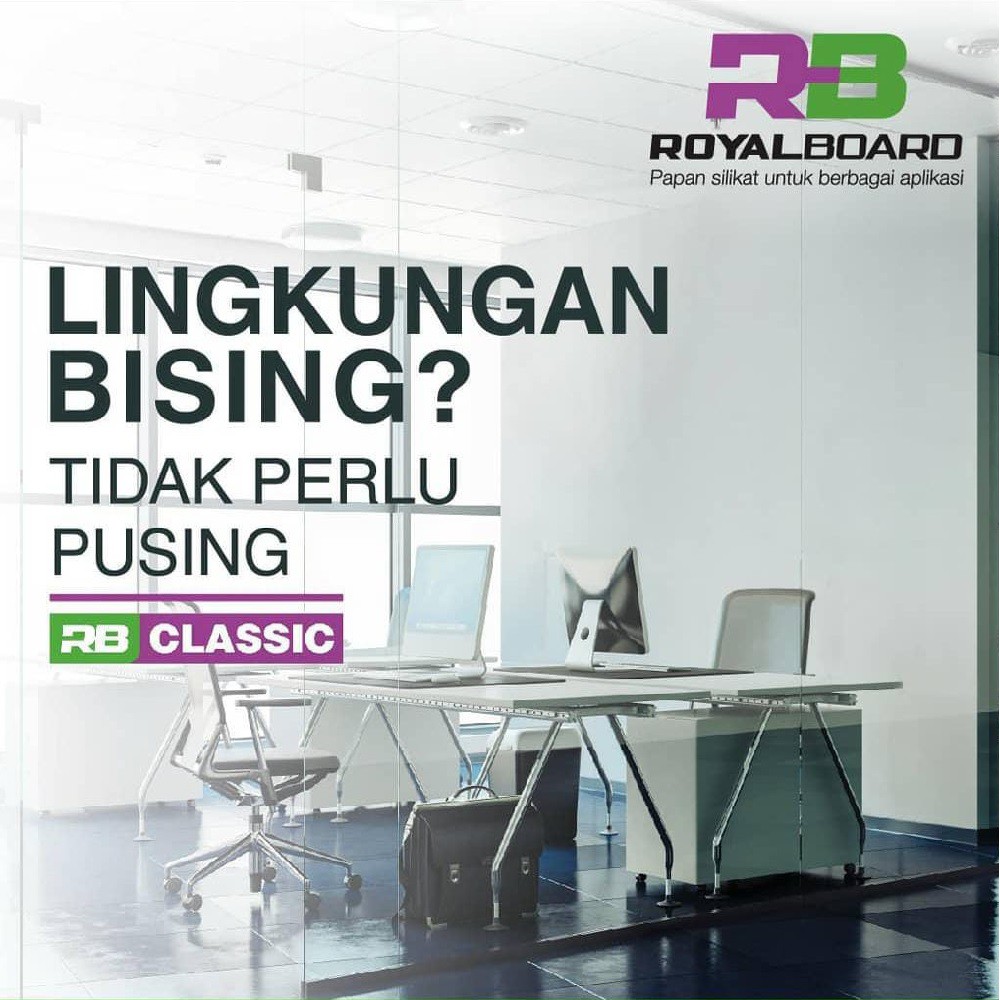 Royalboard Classic Metric Papan GRC Fiber Cement Silikat / Plafon langit-langit / Papan Dinding Partisi / Sekat