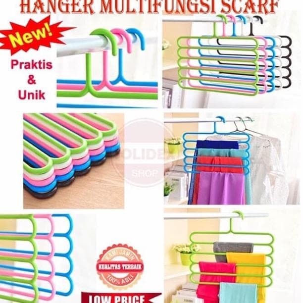 Gantungan Hanger Hangger Baju Jilbab Anak Bayi Dewasa 5 Susun Gantung Plastik Tebal Murah