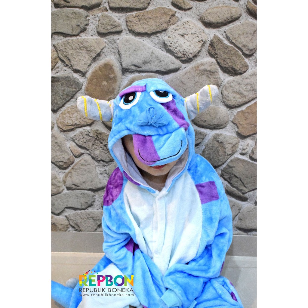 BAJU ONESIE SULLEY MONSTER UNIVERSITY BONEKA PIYAMA KOSTUM PESTA ANAK