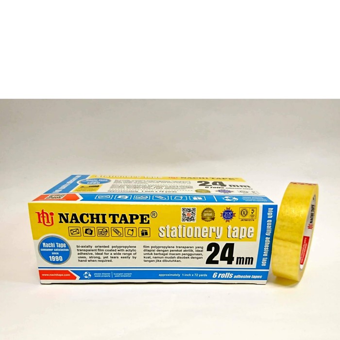 Isolasi Selotip Stationery Tape Nachi Kuning 24 mm / 1 Inch x 72 Yard / 24mm / 1x72