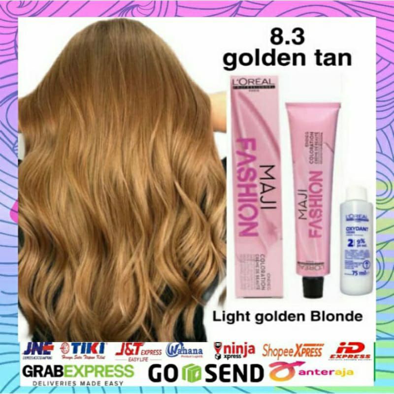 cat rambut l'oreal maji fashion 8.3 - golden tan + oxydant