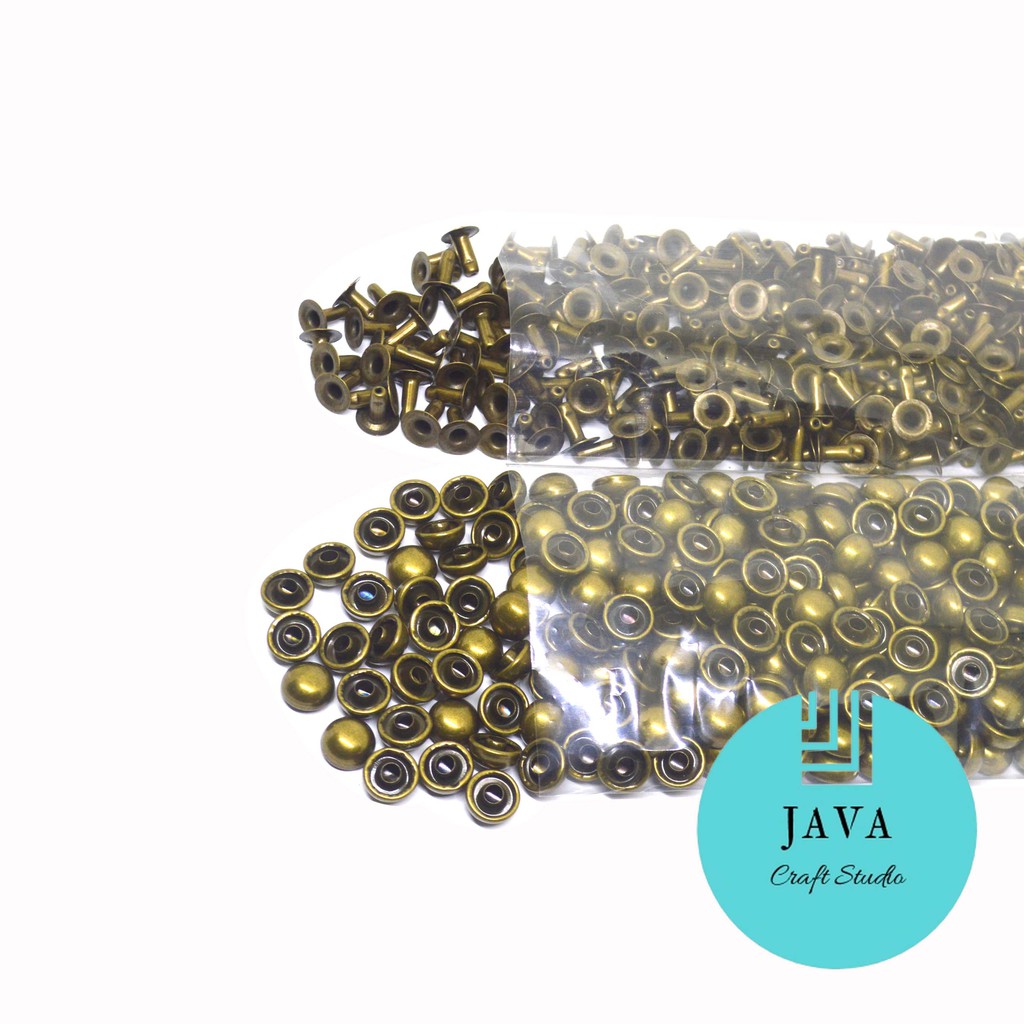 PAKU KELING CENTANG JAMUR 8 MM PER 100 SET WARNA ANTIKGOLD V 8 JMR ATG