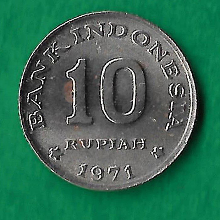 UL07 UANG KUNO KOIN 10 RUPIAH KANCING RICE AND COTTON  TAHUN 1971 UANG LAMA KOLEKSI MAHAR PERNIKAHAN
