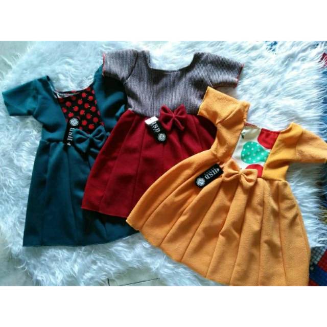 Dress aulia lengan pendek Uk 1-2 tahun Baju anak perempuan ...