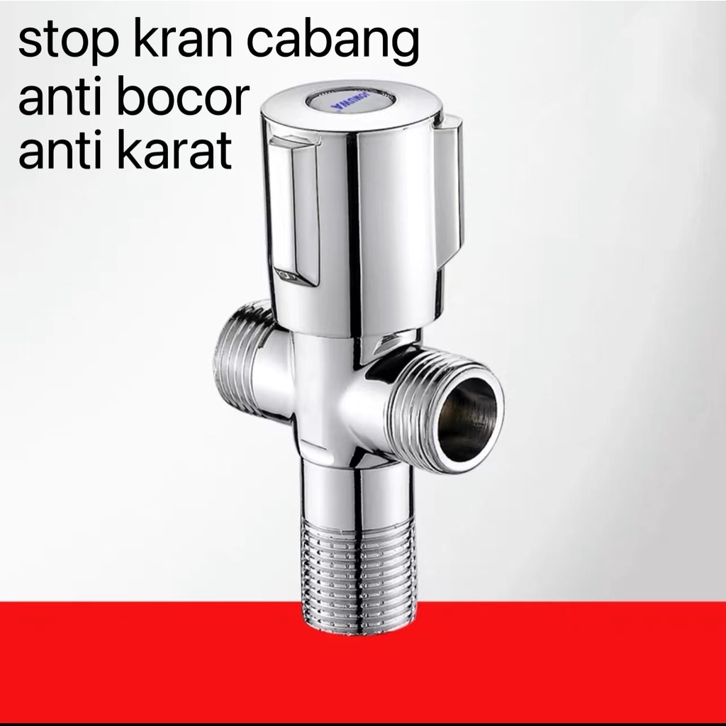 Stop Kran Kloset 2 Cabang Double Stainless / Stop Kran Cabang T Shower / Kran T Shower / Kran Cabang Jet Shower