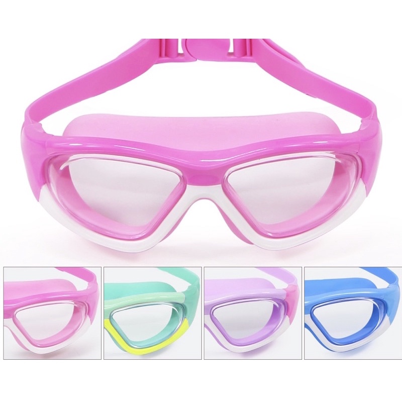 kacamata renang anak anti-fog UV protection large frame kids goggles swim glasses multi