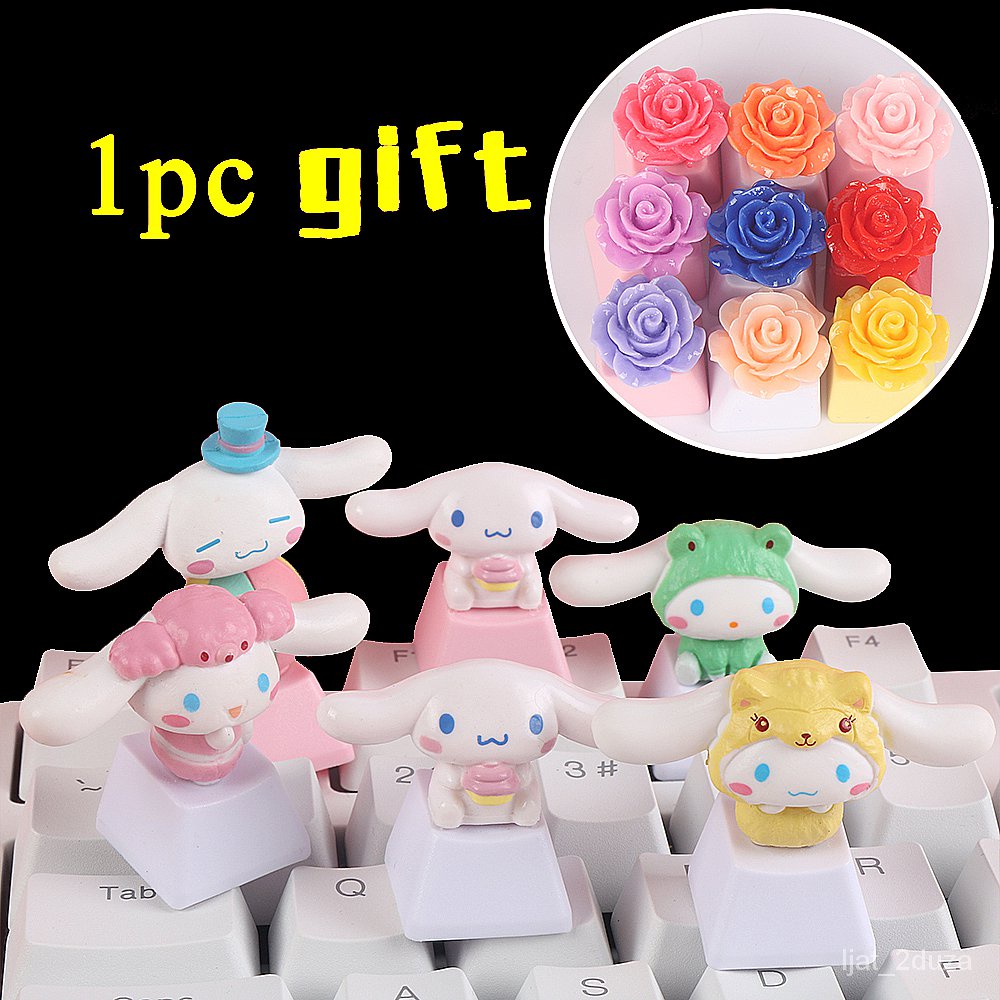 Keyboard Accessories Cute Stereo Personality Keycap Cartoon Mechanical Keyboard R4 Single Pink Trans
