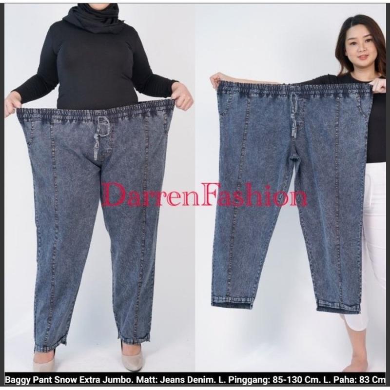 Celana Jeans 7/9 Wanita Ripped Belah Tulang Legging Jeans Jumbo Pinggang Karet Melar Stretch Terbaru