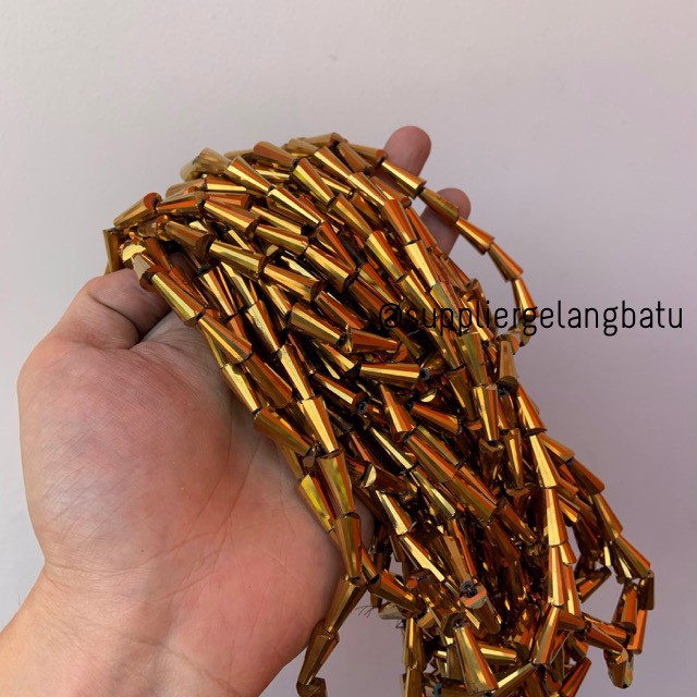 kristal terompet 16 x 10mm gold metalic emas metalik aksesoris PAGODA