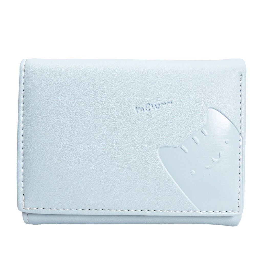 MINISO Dompet Wanita Pendek Kecil Lipat Simple Motif Binatang Lucu Karakter-Blue