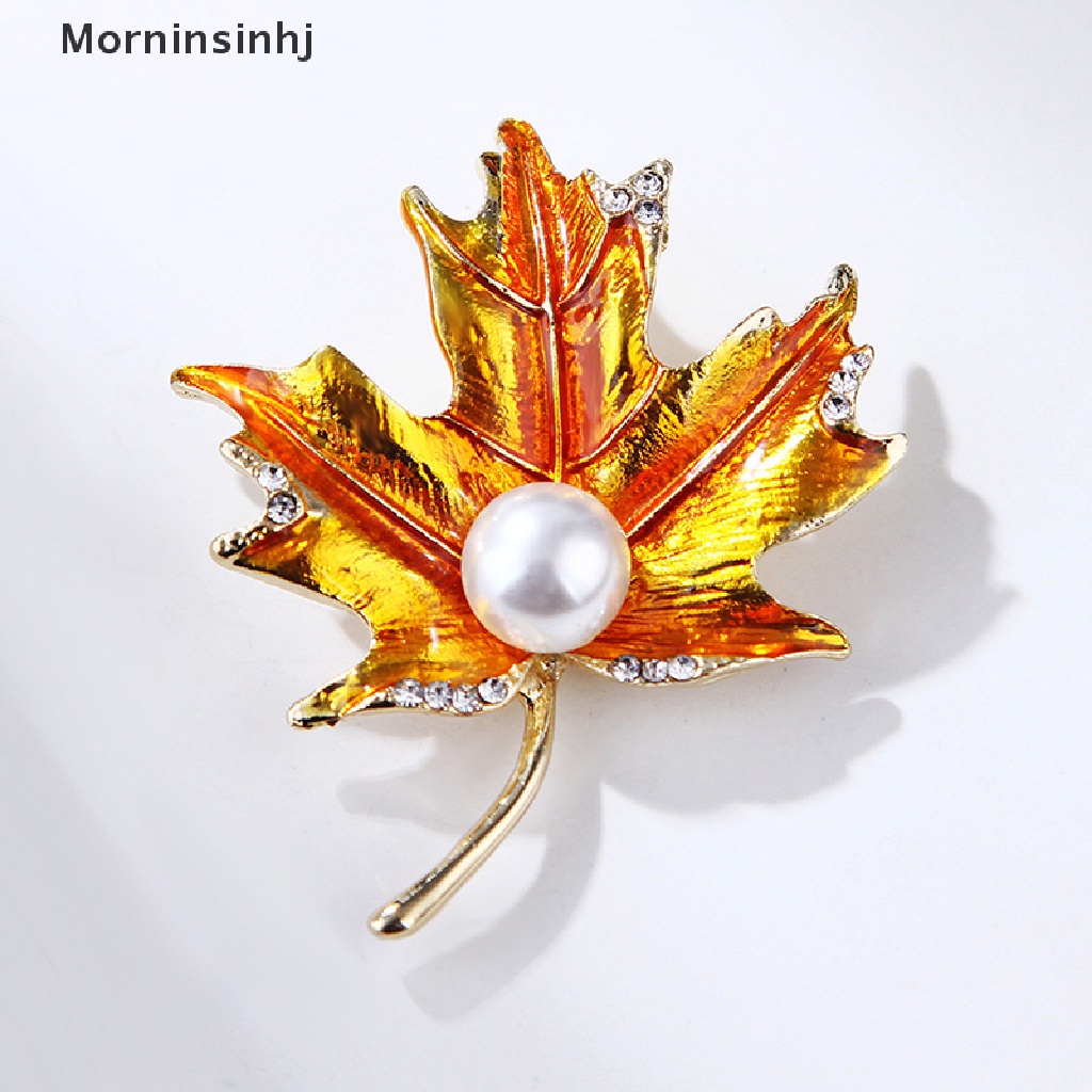 Mornin Maple Leaf Bros Mutiara Klasik Tanaman Bros Pin Wanita Perhiasan Aksesoris id