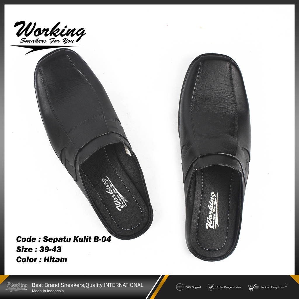 Sepatu Pria Kulit Working B-04 // Sepatu Kerja // Sepatu Pria Keren // Sepatu Kulit Asli 100% Realpict Bisa COD