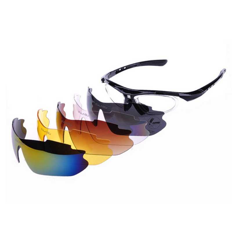 Kacamata Sepeda Polarized dengan 5 Lensa Myopia / Kacamata Olahraga Sepeda Gowes Pria Wanita RoadBike / kacamata Sepeda Photocromic Gunung MTB Balap Rabun Jauh Mata UV Protection / Kacamata Anti Silau Myopia Frame Lensa Minus Import Murah Original