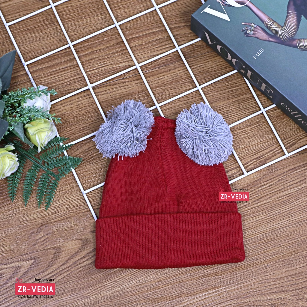 Kupluk Bayi Pom Pom Rajut / Aksesoris Anak Topi Laki Laki Hair Murah Wool Polos Baby