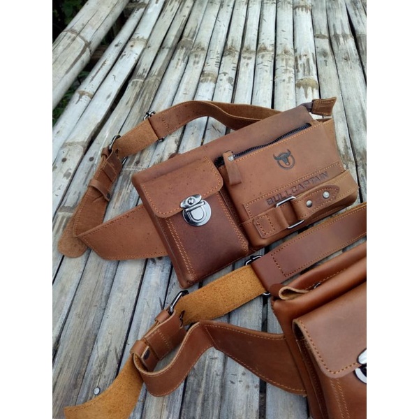 tas kulit tanggulangin asli kulit sapi punggung atau dada atau pinggang moca