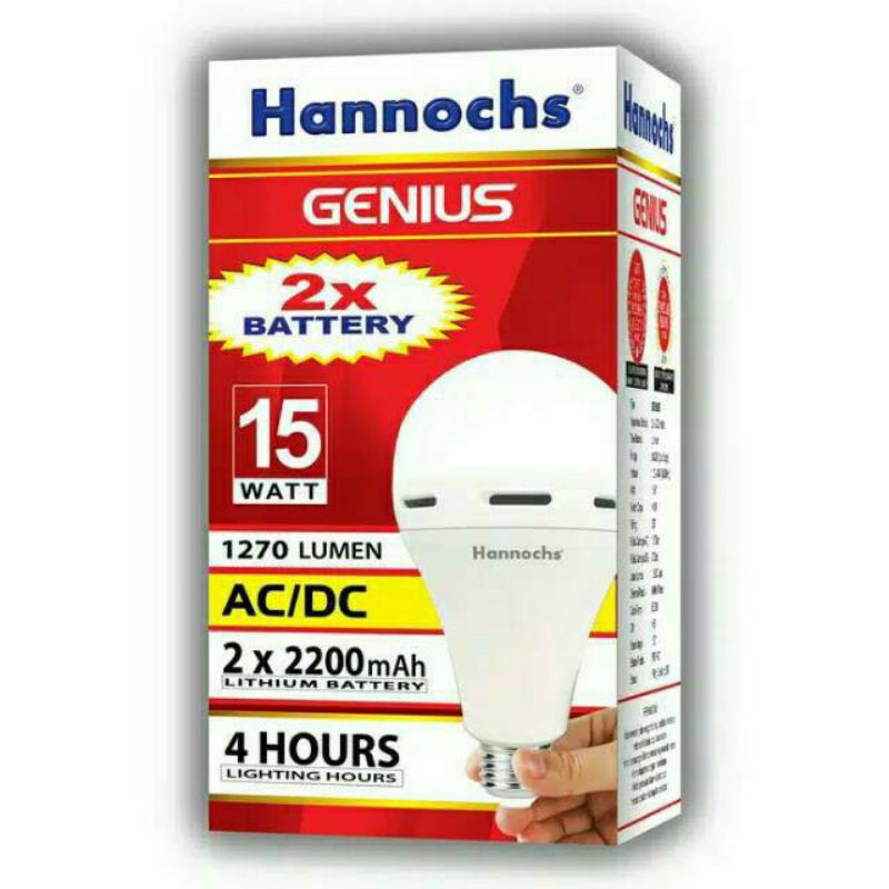 Hannochs Led Genius Emergency AC DC 15Watt / Bohlam Emergency