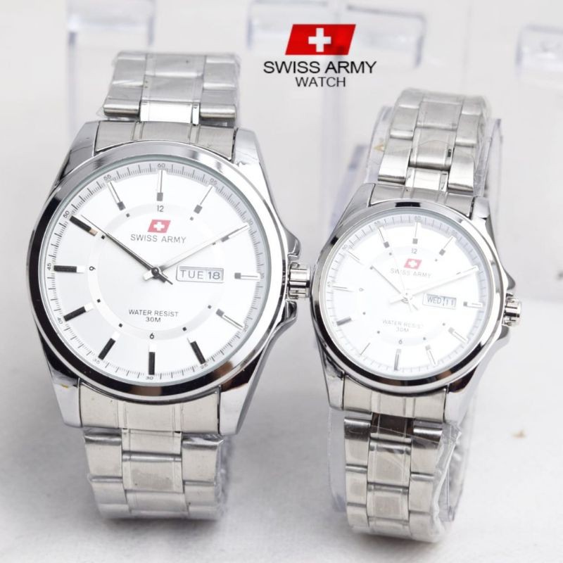 JAM COUPLE PRIA DAN WANITA TANGGAL AKTIF RANTAI STAINLIS STEEL