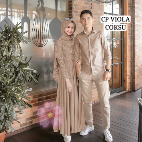 Baju gamis wanita terbaru 2023 lebaran kapel/Gamis couple brukat/Gamis couple pasangan terbaru 2023 