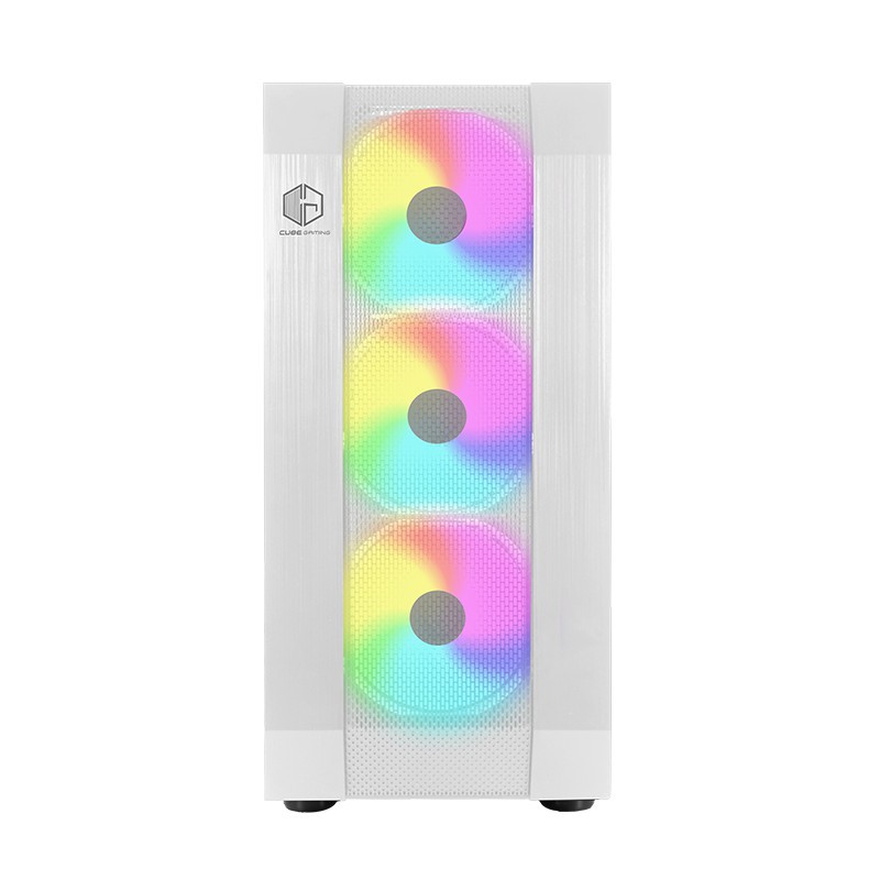 Cubegaming FRINS - Mesh Tempered Glass Case Free 3 Fans RGB - Hitam