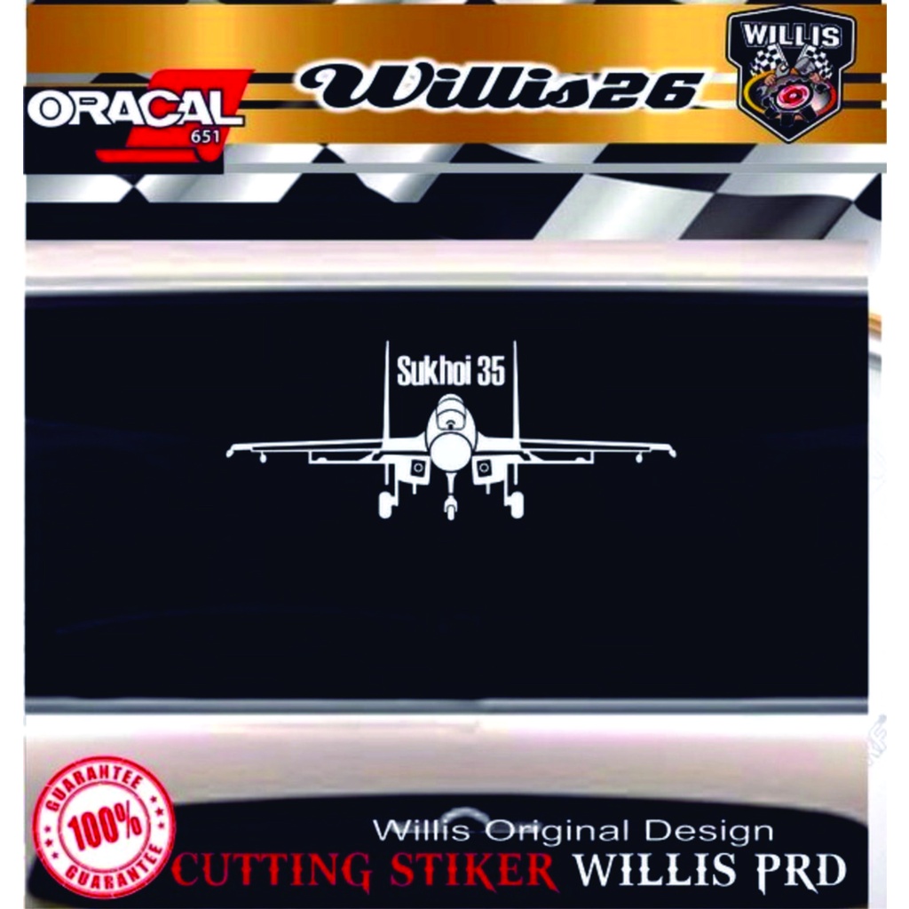stiker kaca mobil pesawat sticker sukhoi 003