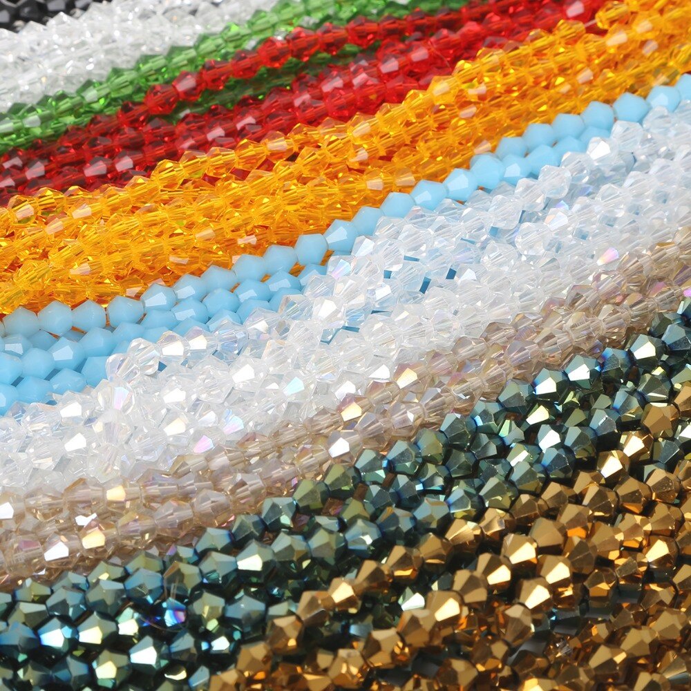 95pcs 4mm Manik-Manik Kristal Warna-Warni DIY Charms Glass Beads Faceted Loose Beads Untuk Membuat Perhiasan Anting Gelang Kalung