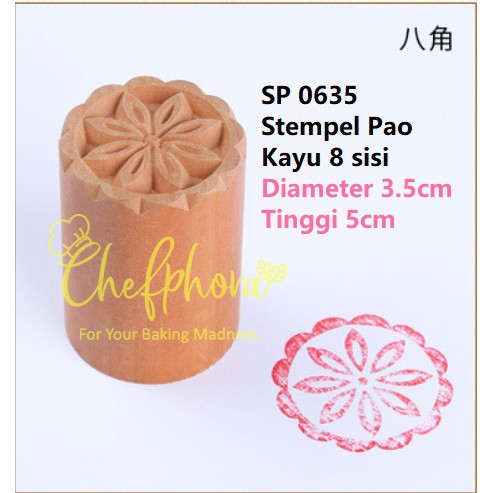 

Stempel Bakpao Bak Pao Bakpau Bakpia Kue Tausapia Kayu 3.5cm 8sisi