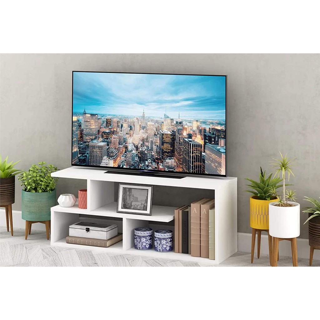 Meja TV Minimalis Murah Bufet TV Kayu Solid Warna Putih Termurah