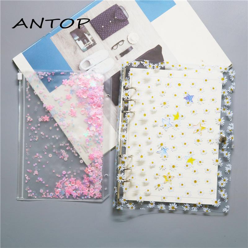 Buku Notebook / Catatan / Diary A6 Cover PVC Transparan Motif Bunga Daisy