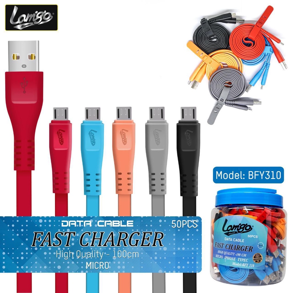 KABEL DATA / KABEL CHARGER LAMIGO BFY310 3.0A NEW VERSION FOR MICRO USB &amp; TYPE - C KUALITAS TERBAIK